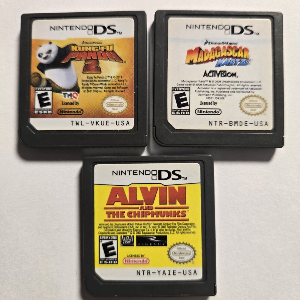Bundle Kung Fu Panda, Alvin, & Madagascar DS Cartridges